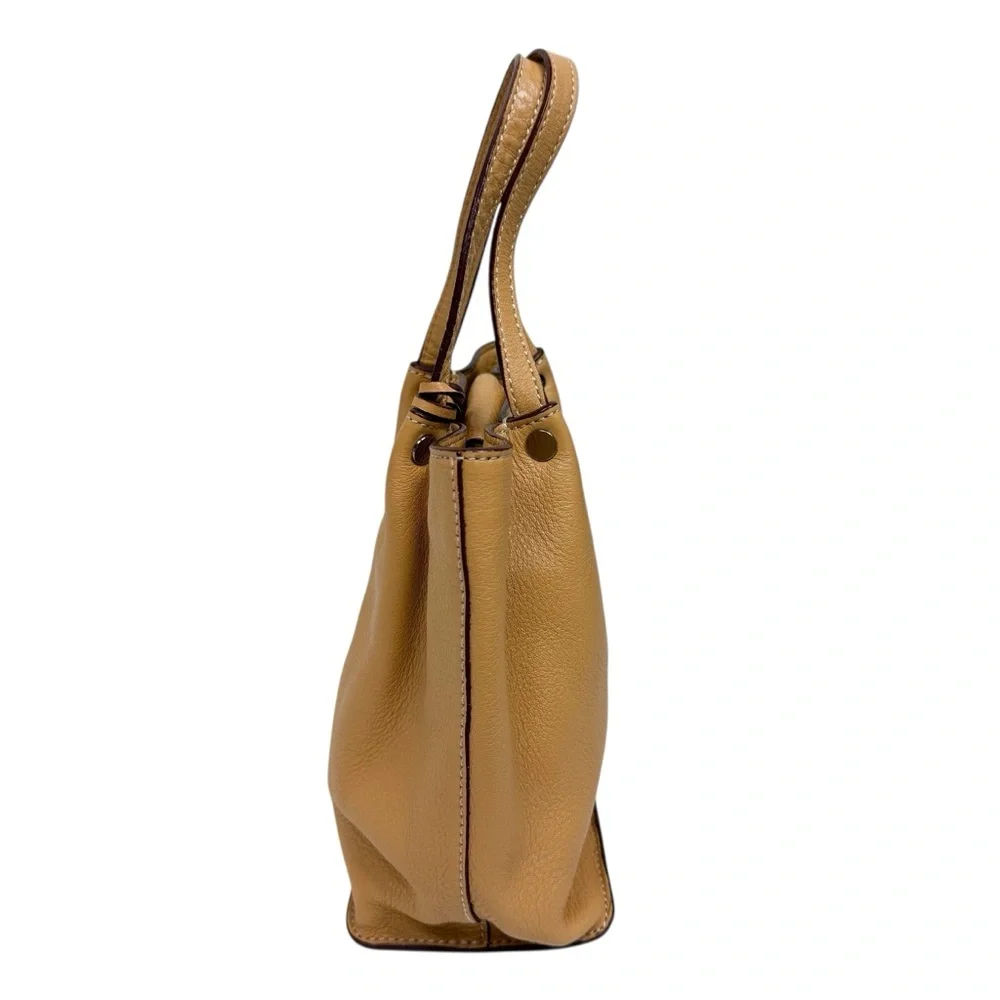 Vintage Talbots Tan Leather Small Top Handle Hobo Bag‎ Minimalist Neutral Purse